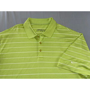 Nike Golf Dri-Fit Microfiber Pique Polo Shirt. Green Stripe, Men's Size 2XL. EUC